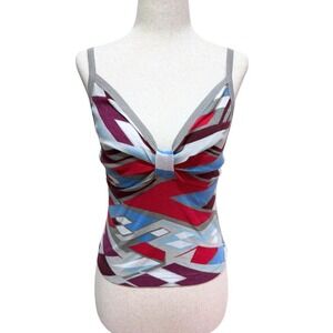 NWT Y2K Hayes Custo Barcelona Whimsy Geometric Print Babydoll Tank Size M